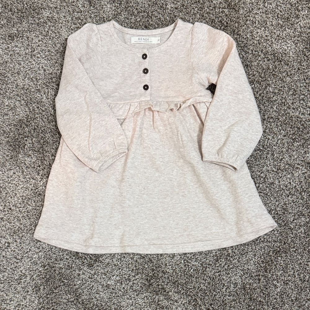Cream Long Sleeve Baby Dress